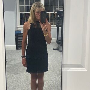 NWT Greylin Noelle Lace Mock Neck Tank Dress. Black. Size S